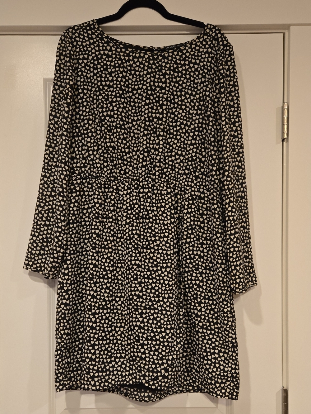 J. Crew Black Dress with White Heart Print — Long Sleeve
